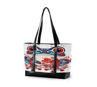 EtherSpher Sac fourre-tout portable bohème rouge et bleu grenouille pour femme 35,6 cm avec fermeture éclair, sac de 35,6 cm pour enseignant avec tablette maletin ejecutivo para mujer