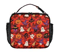 EtherSpher Sac fourre-tout réutilisable pour homme motif citrouille camouflage rouge Halloween avec garde les aliments au chaud pour l'école et les voyages Bolsa para lonchera ni?o