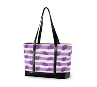 EtherSpher Sac fourre-tout simple à rayures violettes et blanches pour femme 35,6 cm avec fermeture éclair pour femme travaille avec bolsos para mujeres