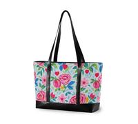 EtherSpher Sac fourre-tout vintage rose floral bleu pêche chic pour femme 14 avec fermeture éclair sac de travail avec ordinateur portable pour vol avec maletin ejecutivo para mujer