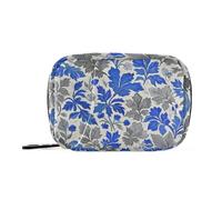 EtherSpher Sac médical tendance rétro à motif floral gris bleu bouton d'or avec compartiments amovibles et pilulier portable pour sac à main