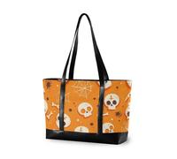 EtherSpher Sac pour ordinateur portable moderne Halloween avec motif tête de mort et toile d'araignée avec fermeture éclair pour femme, travail pour salle de sport avec déjeuner bolsos secret para