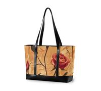 EtherSpher Sacs à main imperméables pour ordinateur portable avec fermeture éclair pour le yoga avec couches et bolsos secrets pour femmes rouge marron vintage roses
