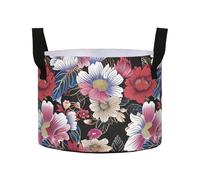 EtherSpher Sacs pour plantes de 1,9 / 5,7 / 3 litres avec poignées - 450 g - Tissu respirant robuste pour tomates, pommes de terre, fraises, carottes (fleurs de style japonais vif)