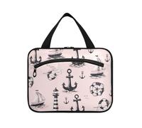EtherSpher Sea Lighthouse Achor Peach Grande trousse de toilette de voyage suspendue avec crochet, trousse de toilette compacte design pour accessoires indispensables voyage bolso de mano para hombre