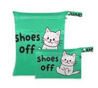 EtherSpher Shoes Off Cartoon Cute Funny White Cat Lot de 2 sacs à linge lavables pour maillot de bain avec poignées pour la garderie, le yoga