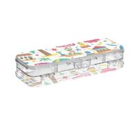 EtherSpher Summer Island Boîte à crayons en plastique transparent avec couvercle Motif noix de coco Blanc