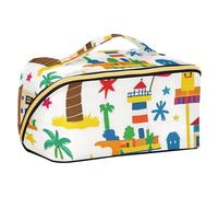EtherSpher Summer Island Sac de voyage avec séparateurs Blanc noix de coco Étui étanche Trousse de maquillage Accessoires de voyage