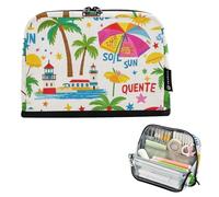 EtherSpher Summer Island Trousse à crayons blanche noix de coco de grande capacité pour adolescents, garçons, école, incontournables cartera para lapices escolares de nina