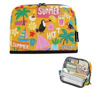 EtherSpher Summer Island - Trousse à crayons de grande capacité - Orange noix de coco - Avec emplacements pour crayons - Pour étudiant, lycée, lapiceras para ninas