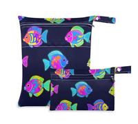 EtherSpher Summer Neon Tropical Fish Lot de 2 sacs humides lavables pour bébé avec poignées pour la garderie, les couches de bébé