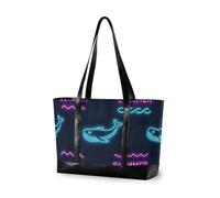 EtherSpher Summer Neon Whale Wave Black Modern Laptop Bags with zipper briefcase for gym with bolso para laptop mujer