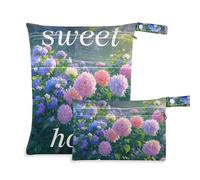 EtherSpher Sweet Home Lot de 2 sacs à langer à fermeture éclair avec poignées pour la plage, les voyages Motif floral Rose