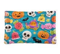 EtherSpher Tapis de couchage lavable en forme de tête de mort citrouille jaune mignon pour Halloween pour animaux domestiques de taille moyenne et grande 91,4 x 61 cm