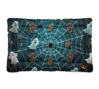 EtherSpher Tapis d'Halloween lavable en toile d'araignée noire pour animal domestique, doux, confortable, dessous antidérapant pour chiens de grande taille, taille moyenne et grande, 91,4 x 61 cm