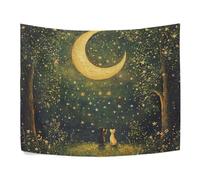 EtherSpher Tapisseries murales Night under The Blue Stars Moon pour chambre à coucher, salon, dortoir, 152,4 x 139,7 cm