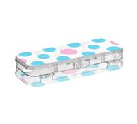 EtherSpher Trendy Polka Dot Peach Blue Boîte à crayons en plastique transparent à double étage pour enfants avec couvercle hermétique