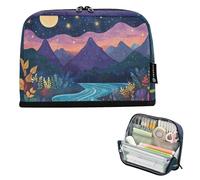 EtherSpher Trousse à crayons avec scène magique bohème violette de grande capacité, trousse de rangement simple pour étudiant, école, estuche para lapices de nino