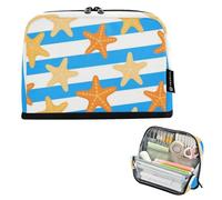 EtherSpher Trousse à crayons bleue et blanche à rayures de mer avec fente de rangement pour étudiants scolaires estuches para el colegio