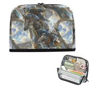 EtherSpher Trousse à crayons bleue et dorée de grande capacité pour garçons Elementary cartuchera para ninas