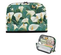 EtherSpher Trousse à crayons chic Calla Lily turquoise de grande capacité - Organiseur de rangement multi-fentes pour adolescents et garçons