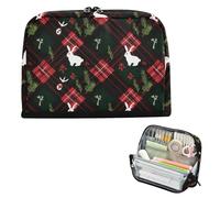 EtherSpher Trousse à crayons de Noël rouge et noir de grande capacité, trousse de maquillage multi-usages pour homme, fournitures scolaires bolsa para herramientas