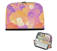 EtherSpher Trousse à crayons de style japonais avec fleur violette et orange, grande capacité, trousse de rangement verticale simple pour filles, école préparatoire cartuchera escolar para ninas