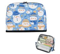 EtherSpher Trousse à crayons délicate avec motif bonhomme de neige bleu ciel de grande capacité - Sac de rangement vertical de grande capacité - Organiseur de bureau pour étudiants - Fournitures