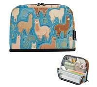 EtherSpher Trousse à crayons en alpaga bleu de grande capacité pour maquillage et pièces de monnaie pour étudiants universitaires estuches para el colegio