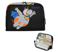 EtherSpher Trousse à crayons hippopotame drôle en forme d'animal volant de grande capacité, trousse de maquillage portable pour garçons, fournitures scolaires útiles escolares para ninas
