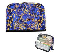 EtherSpher Trousse à crayons tendance de grande capacité avec motif léopard bleu doré et léger pour femme