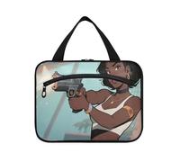 EtherSpher Trousse de maquillage à suspendre avec crochet, accessoires de créateur, trousse de maquillage pour croisière, voyage, vacances, maletín para maquillaje L, Dessin animé femme africaine cool