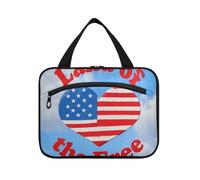 EtherSpher Trousse de maquillage à suspendre avec crochet, motif « Land of Free » pour le voyage avec crochet, trousse de maquillage étanche pour voyage, indispensable pour les toilettes du 4 juillet