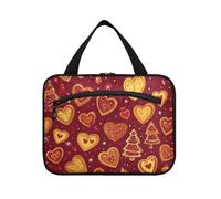 EtherSpher Trousse de maquillage à suspendre Merry Christmas Love rouge Cookies pour voyage avec crochet, joli sac de designer pour articles de toilette pour femme voyage camping cartera para