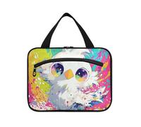 EtherSpher Trousse de maquillage à suspendre motif oiseau blanc mignon avec crochet, sac à goûter lavable pour accessoires de voyage hôtel bolso de para mujer L, Dessin animé mignon oiseau blanc