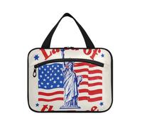 EtherSpher Trousse de maquillage à suspendre pour femme avec crochet, motif fête de l'indépendance du 4 juillet, Land of Free Blue Liberty, trousse de maquillage multifonction pour voiture pour