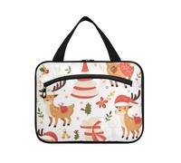 EtherSpher Trousse de maquillage à suspendre pour femme avec crochet, trousse de maquillage portable pour voyage, salle de bain, porta, cosmétique, mujer para cartera L, cerf noël blanc hiver, Large