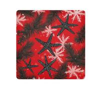 EtherSpher Trousse de maquillage autocollante en tissu pour femme Motif étoile de mer Noir Pin Rouge 21,7 x 21,7 cm, Étoile de mer noire Pin rouge Merry Christmas, 21.7x21.7in