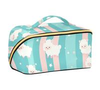 EtherSpher Trousse de maquillage avec compartiments et poignée Motif mouton blanc