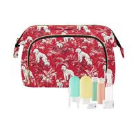EtherSpher Trousse de maquillage avec fermeture éclair pour femme Motif caniche écarlate, Image sans couture Caniche Scarlet, 1 size