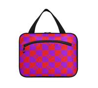 EtherSpher Trousse de maquillage de voyage à suspendre avec crochet, motif écossais rouge et violet - Trousse tendance pour articles de toilette pour accessoires pour femme - Organiseur de maquillage
