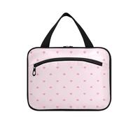EtherSpher Trousse de maquillage de voyage à suspendre avec crochet, sac de rangement de maquillage pliable pour papa, gym, envase para parfum de L, Dessin animé mignon rouge Valentine amour, Large