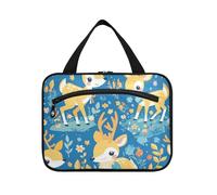 EtherSpher Trousse de maquillage de voyage délicate avec crochet, motif animal de dessin animé Duiker lumineux à suspendre avec crochet, trousse de maquillage matelassée tendance pour voyageur salle
