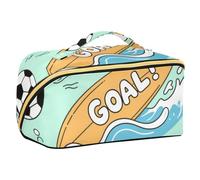 EtherSpher Trousse de maquillage étanche avec séparateurs pour femme Motif but de football Vert Bleu
