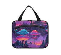 EtherSpher Trousse de maquillage hippie psychédélique à suspendre pour femme avec crochet, kit de rasage pour femme camping porta cosmeticos mujer para cartera L, Paysage psychédélique hippie, Large