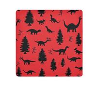 EtherSpher Trousse de maquillage portable pour femme Motif dinosaures noirs et sapins rouges Merry Christmas 55 x 55 cm, Dinosaure noir sapin rouge Merry Christmas, 21.7x21.7in