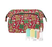 EtherSpher Trousse de maquillage pour homme en pain d'épices avec fermeture éclair - Motif de Noël - Vert et rouge, Bonhomme pain d'épice Noël vert rouge, 1 size