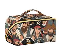 EtherSpher Trousse de maquillage rétro avec séparateurs pour femme Motif pirates