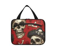 EtherSpher Trousse de rasage à suspendre avec crochet, motif crânes, pirates, écarlates, trousse de maquillage mignonne pour voyage, voyage, voyage, brochas, maquillaje L, Crânes pirate écarlate