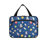 EtherSpher Trousse de toilette à suspendre avec crochet, motif astronautes arc-en-ciel, trousse de toilette unisexe pour homme et femme, sac à dos Maleta para maquillaje L, Motif vaisseaux arc-en-ciel
